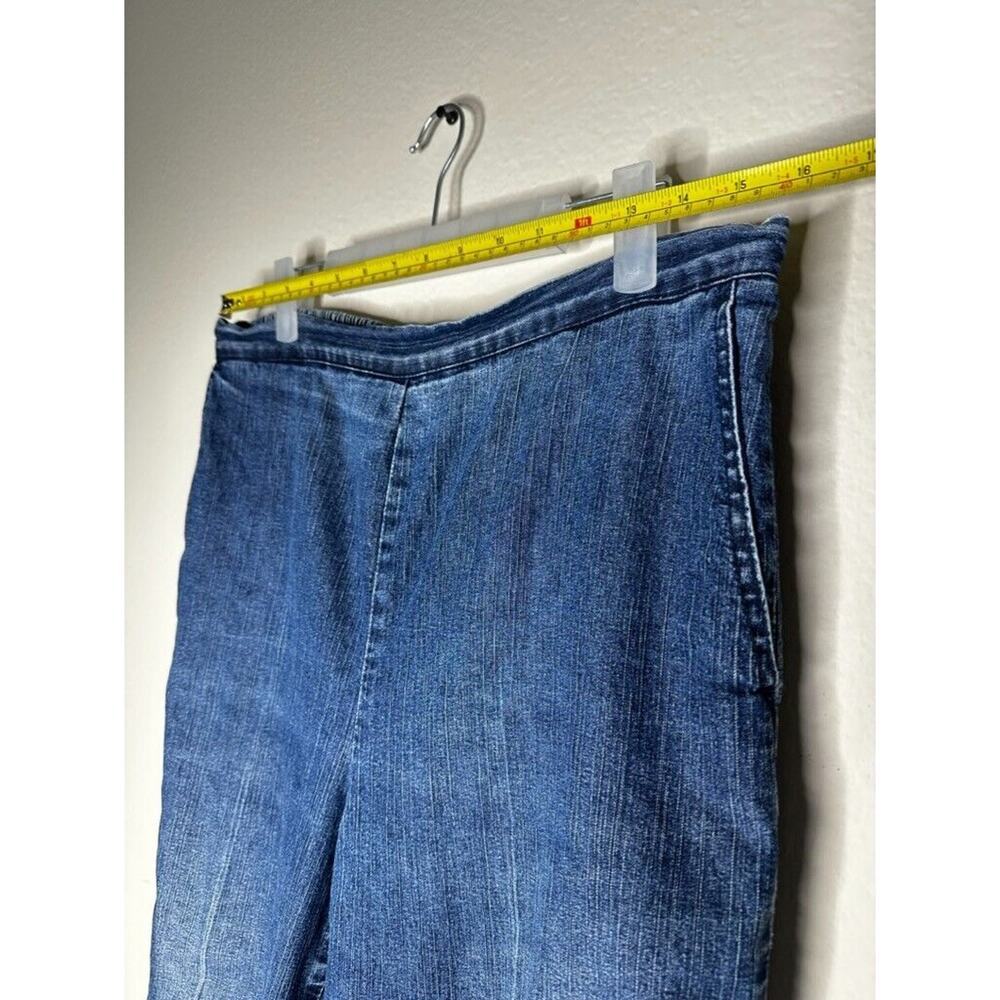 Alfred Dunner Jeans Womens 12 Blue Denim Pockets Wide Leg Pull On Pants - Picture 4 of 8